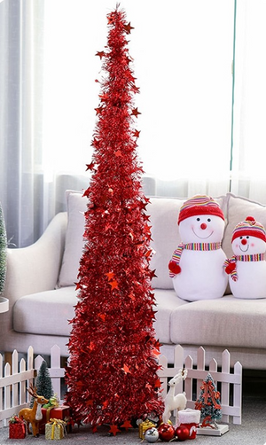 Artificial Tinsel Up Christmas Tree