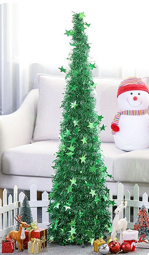 Artificial Tinsel Up Christmas Tree