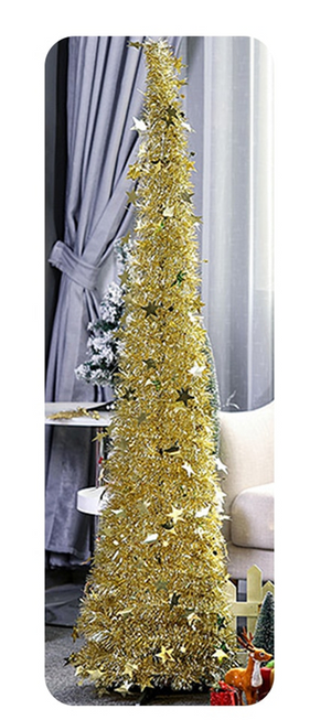 Artificial Tinsel Up Christmas Tree